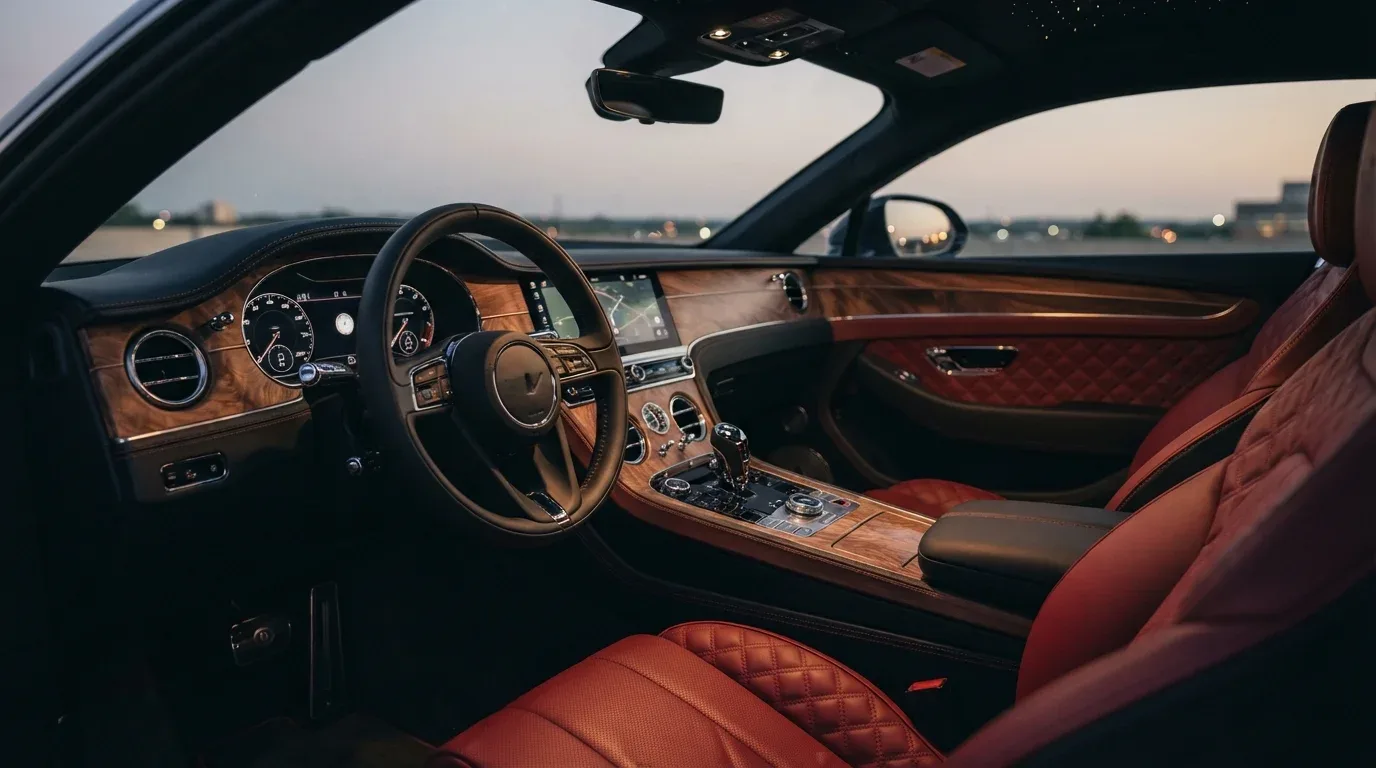 Interior of the Rolls Royce / Bentley, rear passenger cabin